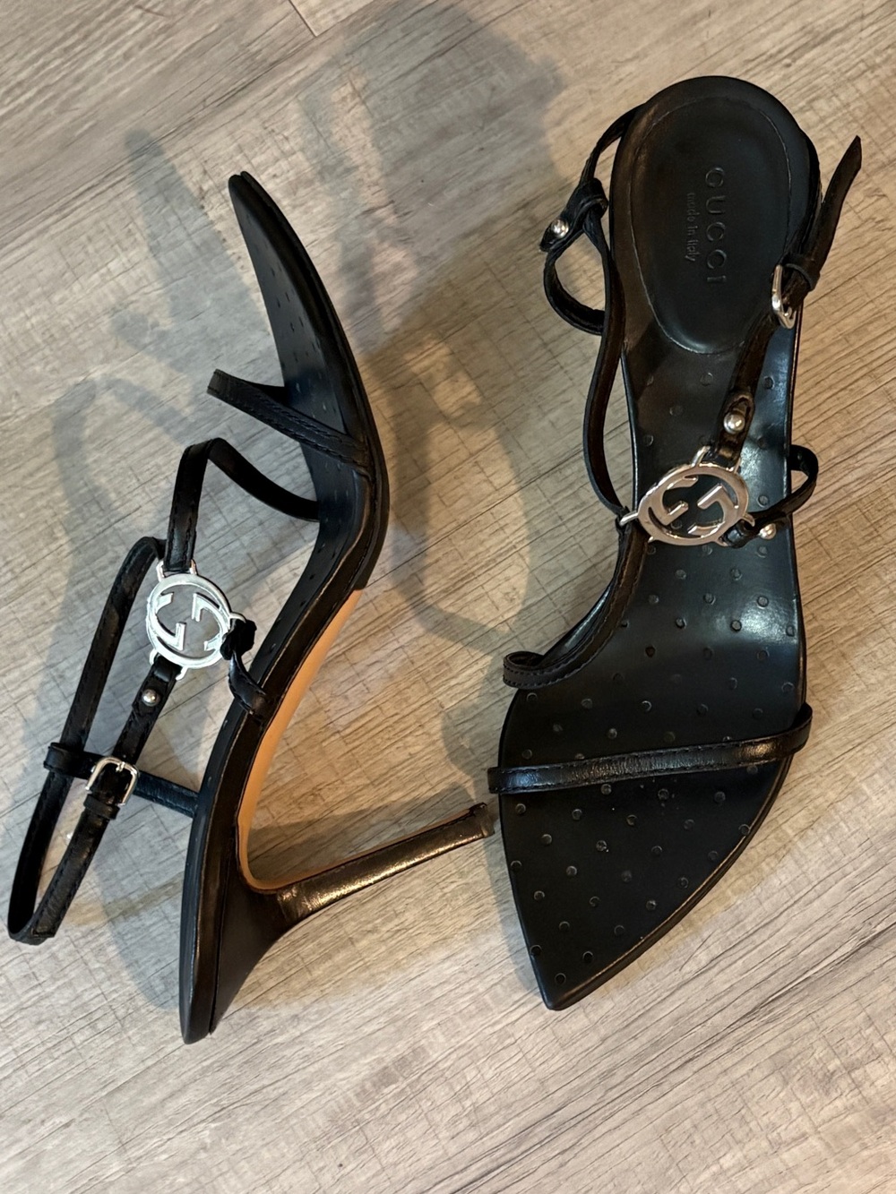 Gucci NWT Tom Ford pointed toe Leather GG logo Heel Sandals